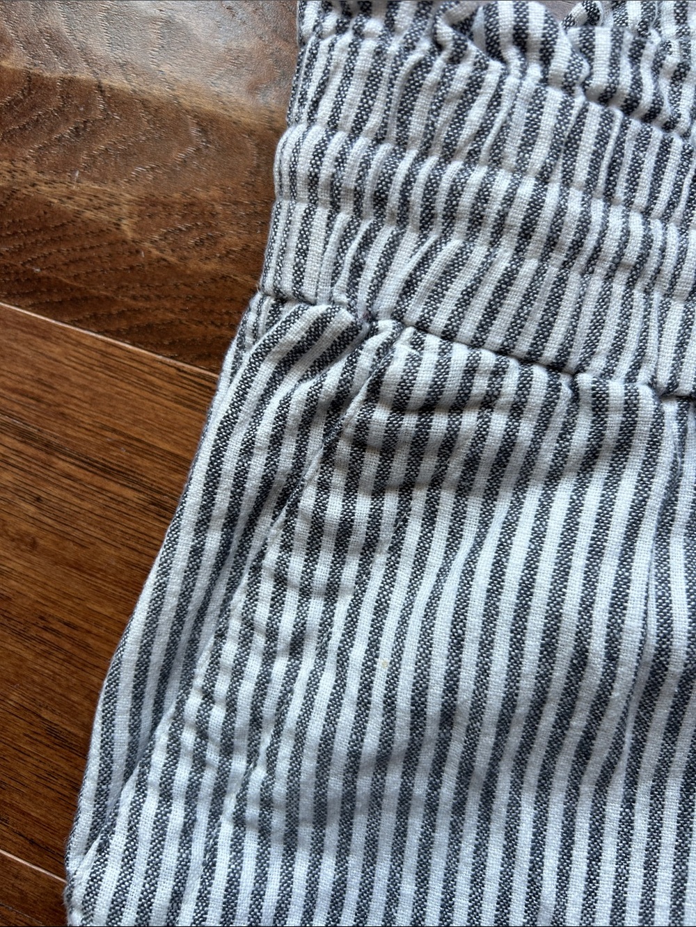 a new day Blue and White Striped Pull-On Cropped Pants 55% linen,45% rayon SZ XL - Picture 3 of 7